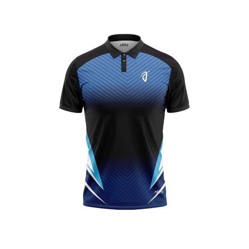 Solid collar Pure Blue & Black Color Sports T-Shirt