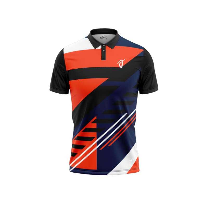 Solid collar Pure Orange & Blue Color Sports T-Shirt