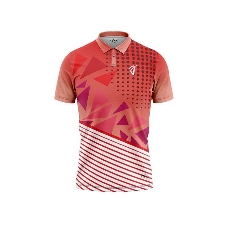 Solid collar Pure Coral Color Sports T-Shirt