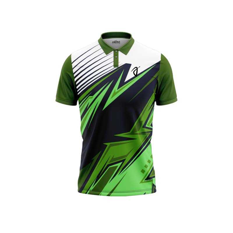 Solid collar Pure Green Color Sports T-Shirt