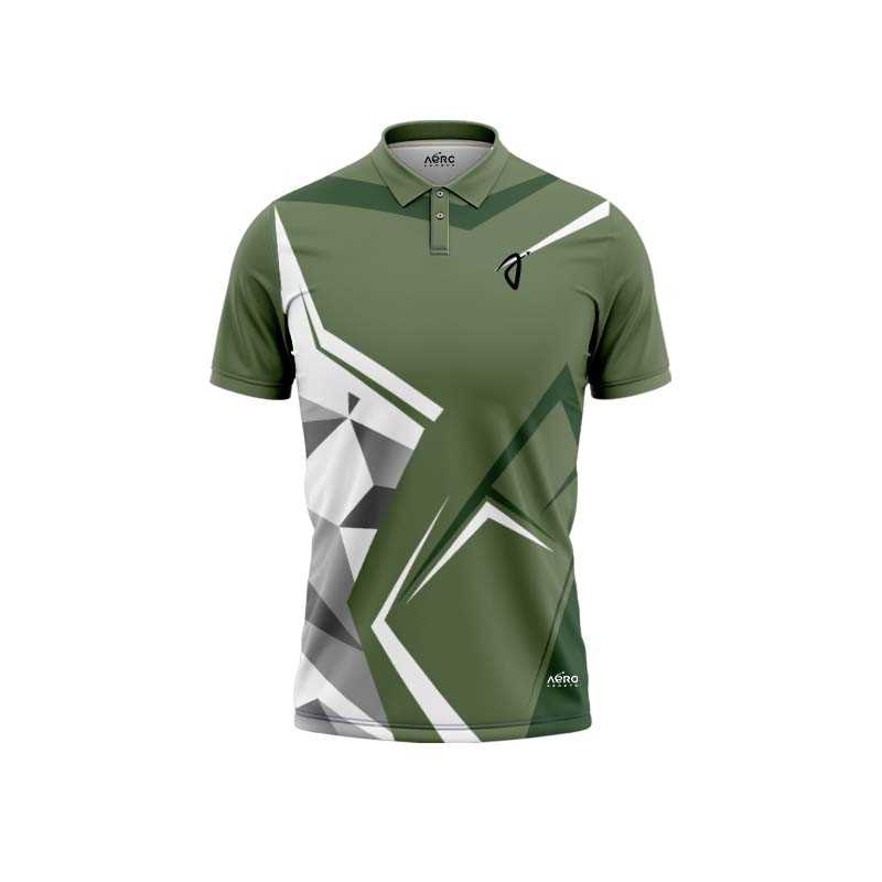 Solid collar Pure Green Color Sports T-Shirt