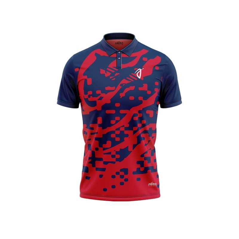 Solid collar Pure Red & Blue Color Sports T-Shirt