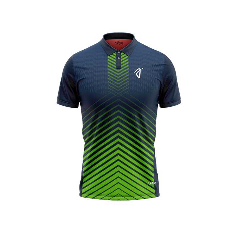 Solid collar Pure Green & Navy Blue Color Sports T-Shirt