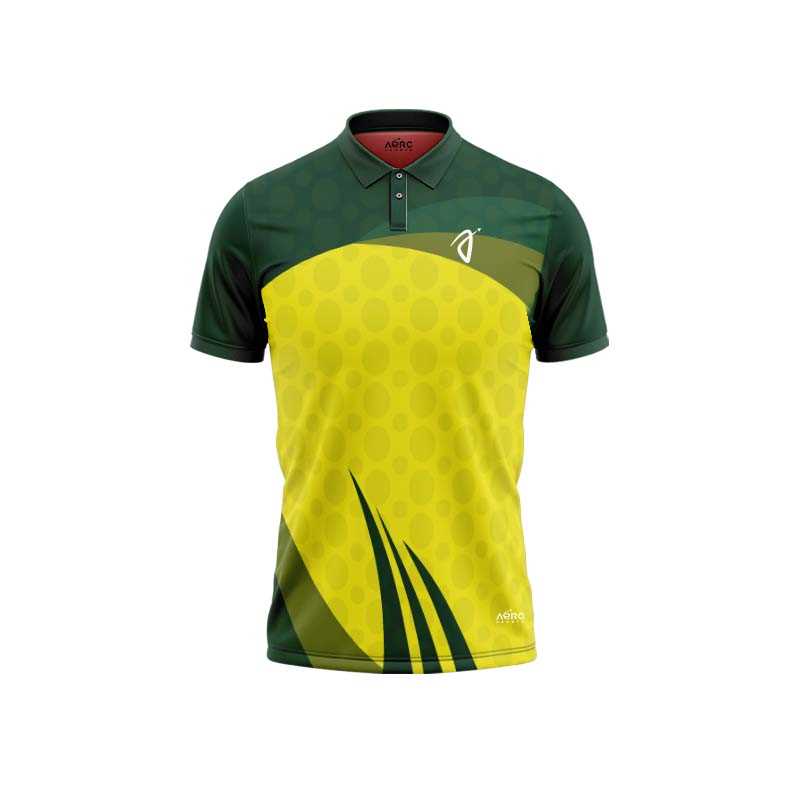 Solid collar Pure Yellow & Green Color Sports T-Shirt