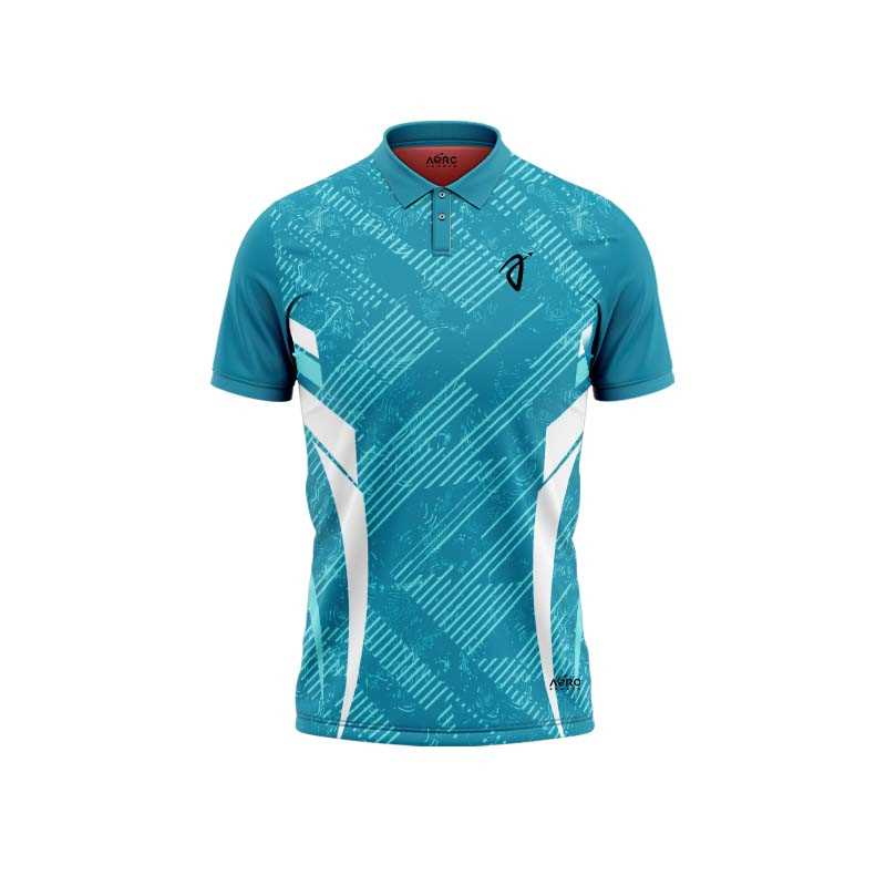 Solid collar Pure Cerulean Color Sports T-Shirt