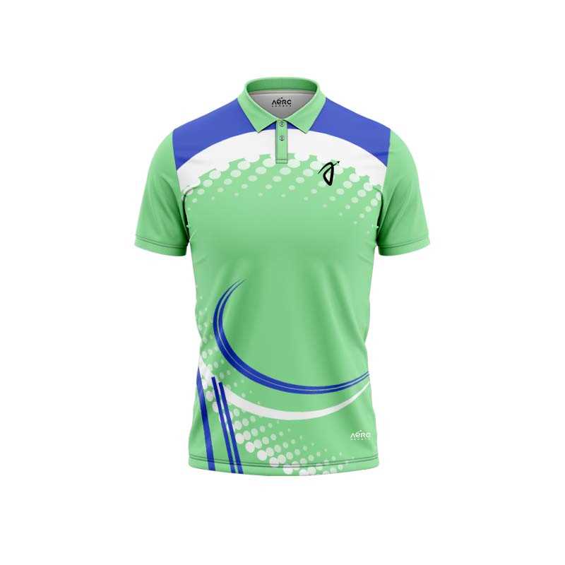 Solid collar Pure Green & Blue Color Sports T-Shirt