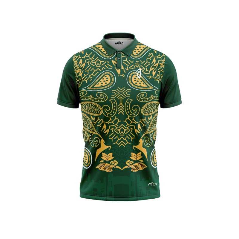 Solid collar Pure Green & Yellow Color Sports T-Shirt