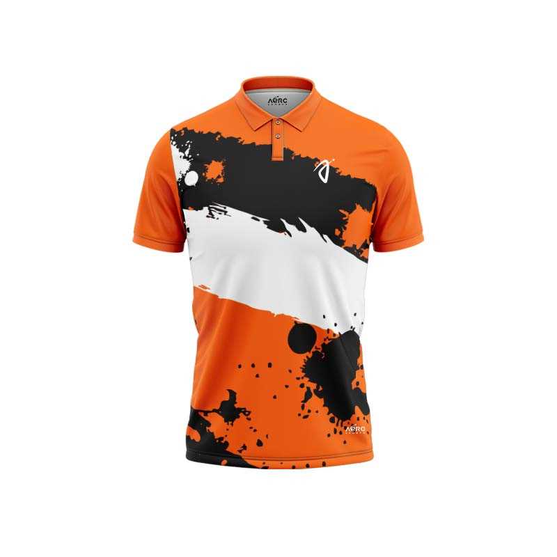 Solid collar Pure Orange & White Color Sports T-Shirt