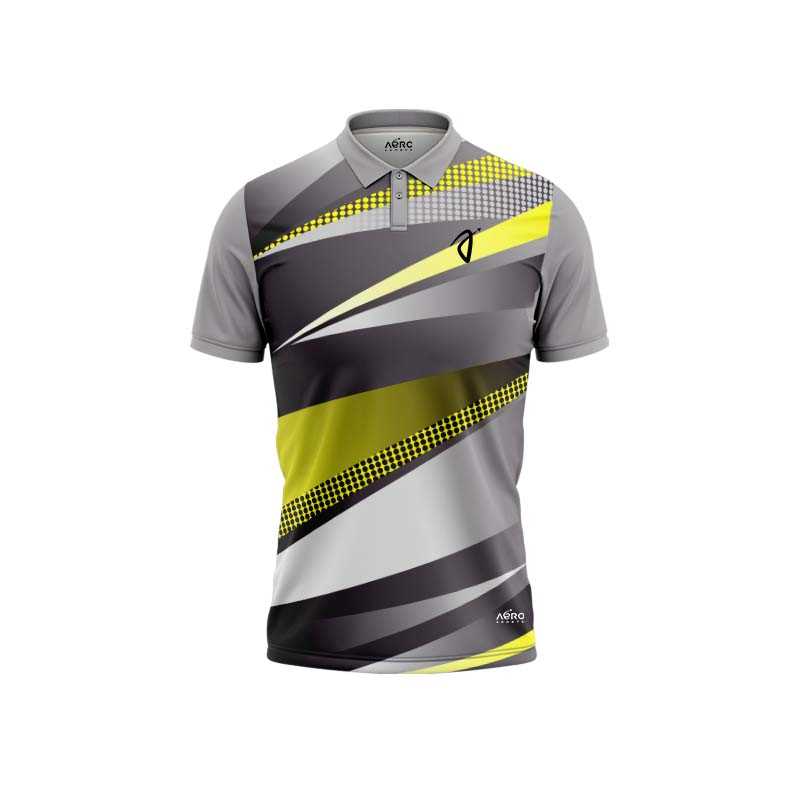 Solid collar Pure Yellow & Grey Color Sports T-Shirt