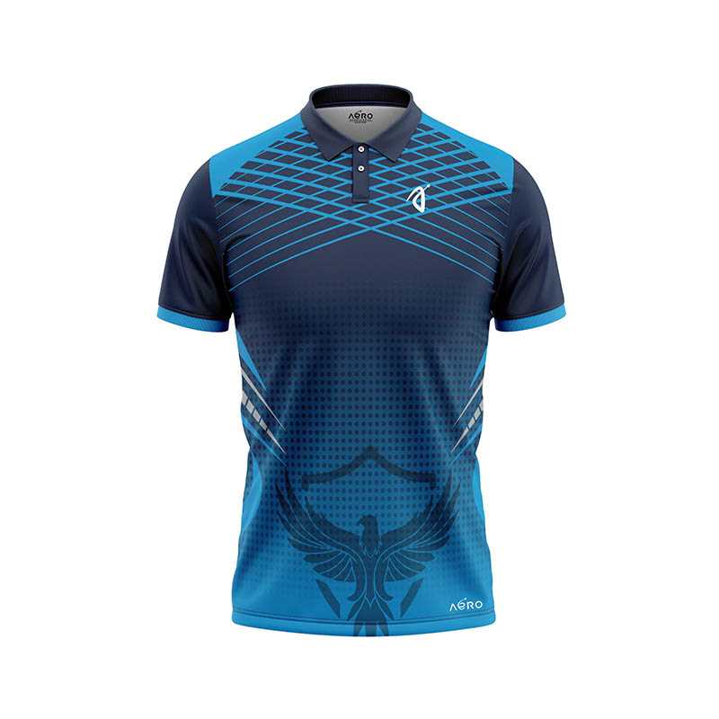 Solid collar Pure Blue-Color Sports T-Shirt