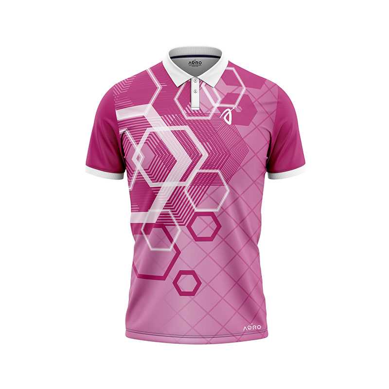 Solid collar Pure Pink Color Sports T-Shirt