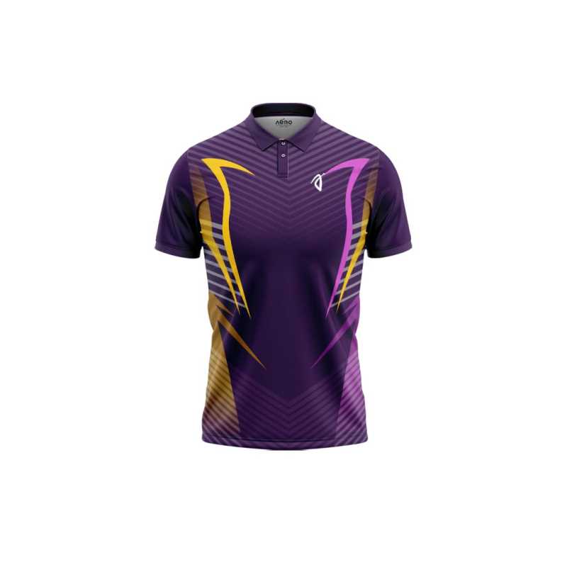 Solid collar Pure Gold Yellow & Purpel Sports T-Shirt