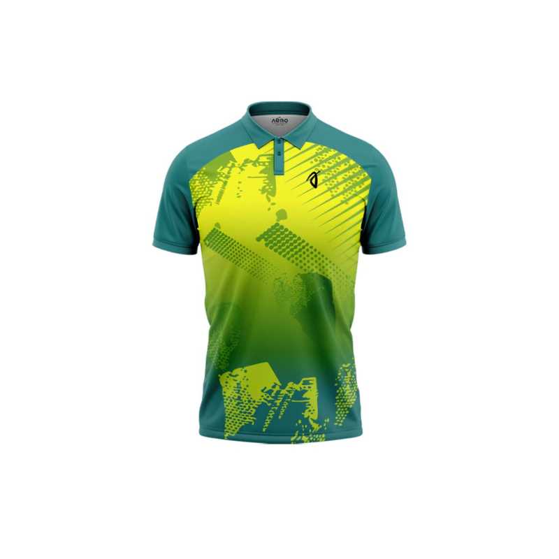 Solid collar Pure Bottle Green & Yellow Sports T-Shirt