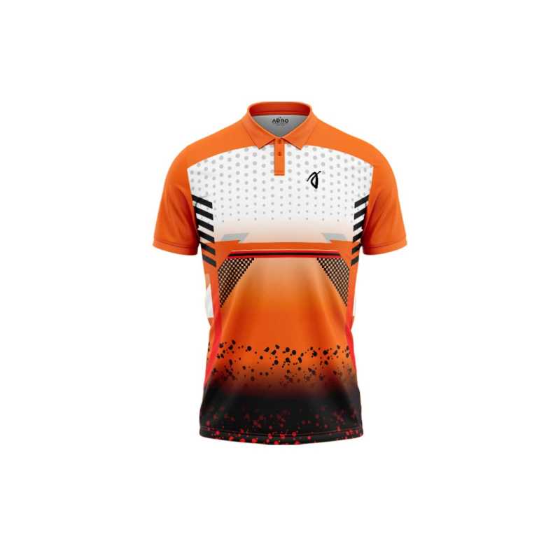 Solid collar Pure Orange & White Sports T-Shirt