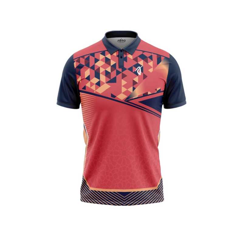 Solid collar Pure ROSSI RED & Navy Blue Sports T-Shirt