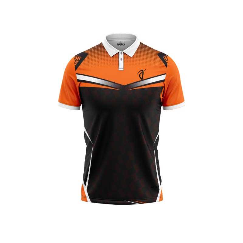 Solid collar Pure Orange & Black Color Sports T-Shirt