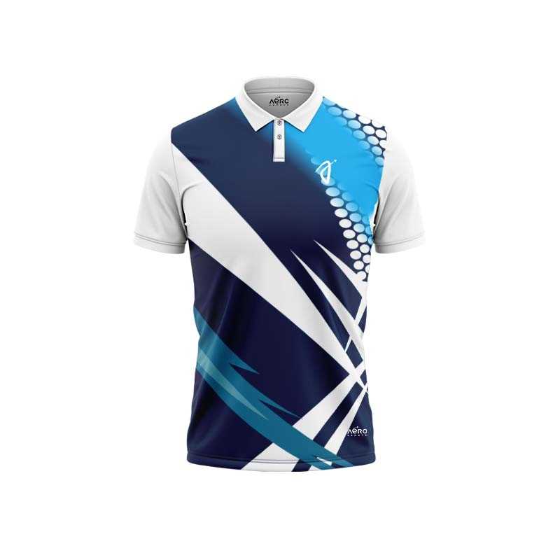 Solid collar Pure White & Blue Color Sports T-Shirt