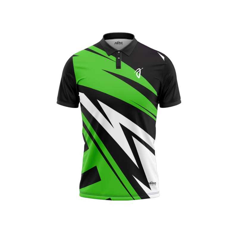 Solid collar Pure Green & Black Color Sports T-Shirt