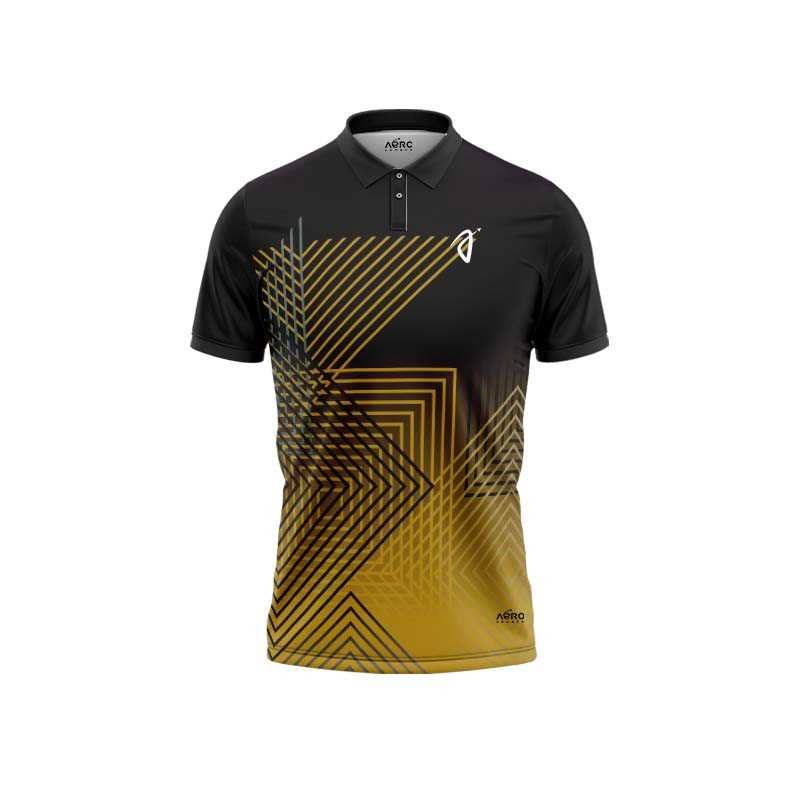 Solid collar Pure Gold & Black Color Sports T-Shirt