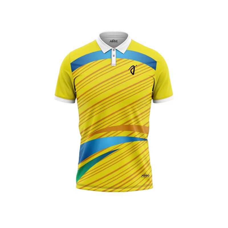 Solid collar Pure Yellow Color Sports T-Shirt