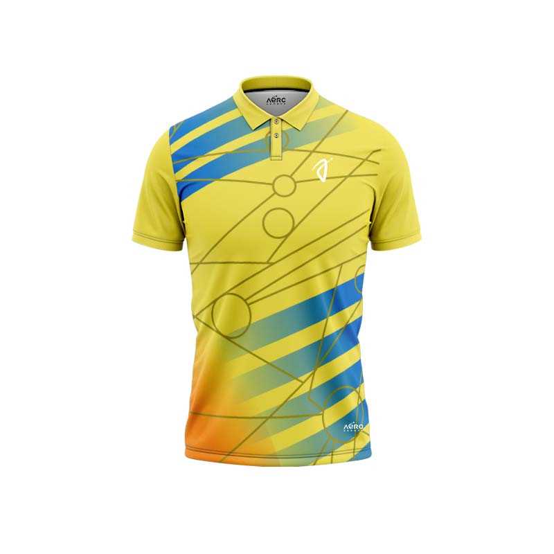 Solid collar Pure Yellow & Blue Color Sports T-Shirt